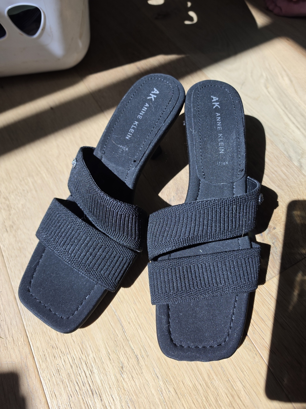 Anne Klein Kids Black Double-Strap Slide Sandals